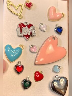New Mixed Heart Charm Set interchangeable pendants